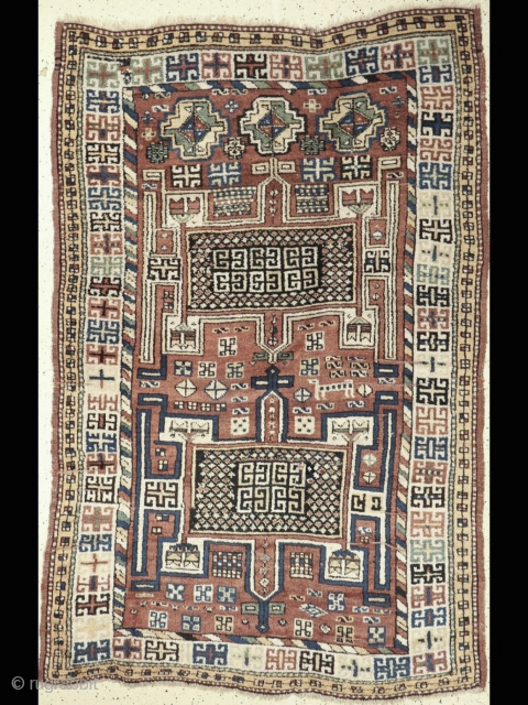 Antique Khorassan Rug with interesting motifs. More photos and details here: https://wovensouls.com/collections/antique-persian-central-asian-caucasian-rug-textiles-carpet/products/1322-antique-khorassan-kordi-rug                     