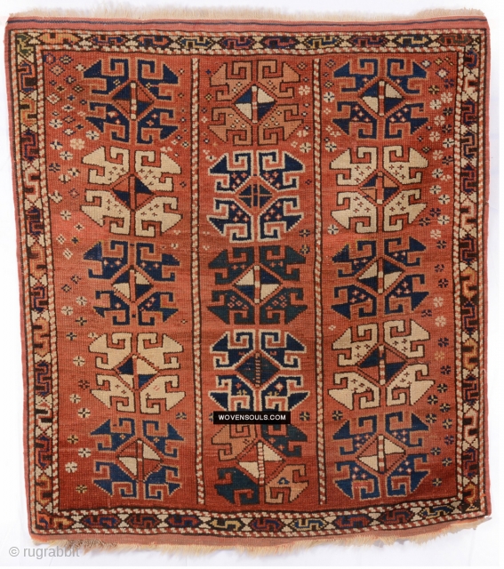 1719 Antique Bergama? Turkish Rug. Lovely colors. I don't know this group well but was told it looks like memling guls without the borders. More images and details on https://wovensouls.com/products/1719-antique-bergama-turkish-rug-memling-guls / jaina@wovensouls.com 