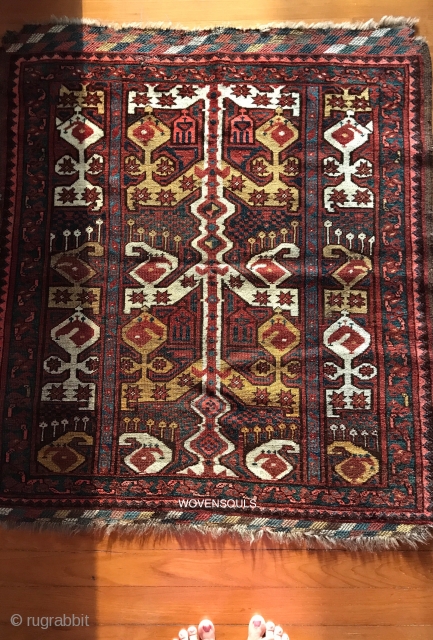 A simple example of an ikat pile weaving - a Beshir Khali. Beautiful Kilim ends. Perfect for Wall decor. Acquire it here: https://wovensouls.com/products/1262-small-antique-ersari-beshir-khali-dowry-rug-gallery-2 
         