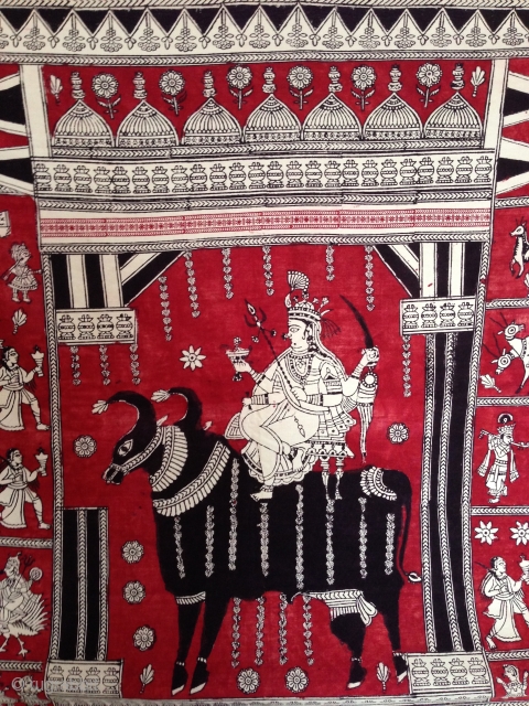 682 Semi-Antique Mata Ni Pachedi Textile Art. Recent productions are more detailed  and are slated to become home decor pieces. This one is an authentic piece used for the original purpose  ...
