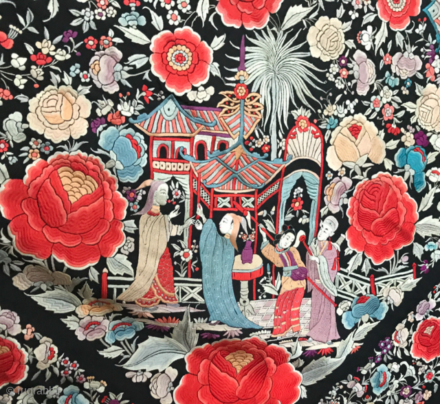 An antique figurative Manila Manton shawl from an auction on Liveauctioneers on Nov 10th / Low starting bids that are lower than the cost of some shawls! More information on https://wovensouls.com  