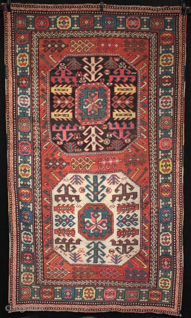 Interesting antique two medallion Chajli rug with good colours and condition and minor repairs. Size 196cm x 106cm.

For more photos see: http://www.kilim.ie/TRIBAL_RUGS_and_KILIMS/Pages/NEW_ARRIVALS.html

Please contact me for more information.      