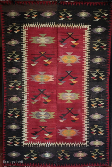 Striking antique Balkan kilim.SOLD

The first arrival from my recent finds in Anatolia and Cappadocia in September. A late 19th-early 20th century Pirot/Chiprovski/Sharkoy group kilim with the asymmetric tree/branch/flower/bird motifs from Western Bulgaria  ...