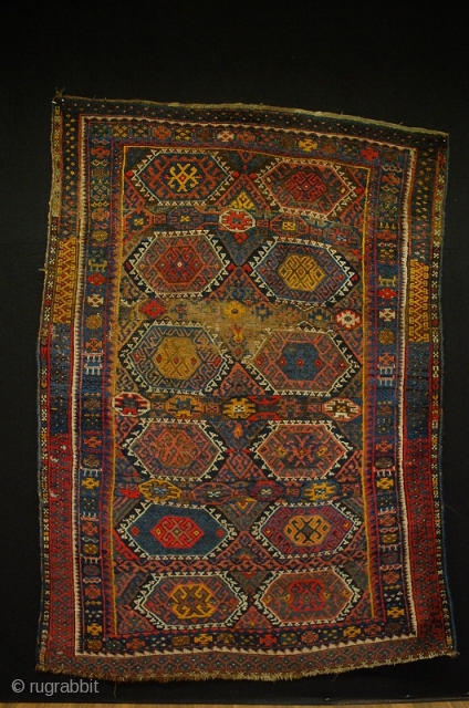 Beautiful Antique Kurdish Nomads Rug 184 x 132 cm! worn spot in the centre foundation visible! beautiful dyes!               