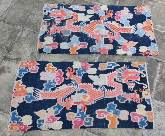 Pair of Tibetan dragon carpets 
20thC 164x88cm
email: yamdrok108@gmail.com
IG: yamdrok108_gallery
                        