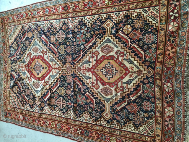 4-6x6-6 antique qashqai no repair original condition 
Wool on wool circa 1880                     