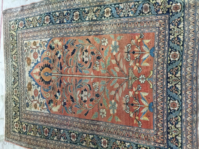 Antique Tabriz Haji Jalili prayer Rug circa 1880 good condition 
4-3x5-5.                      