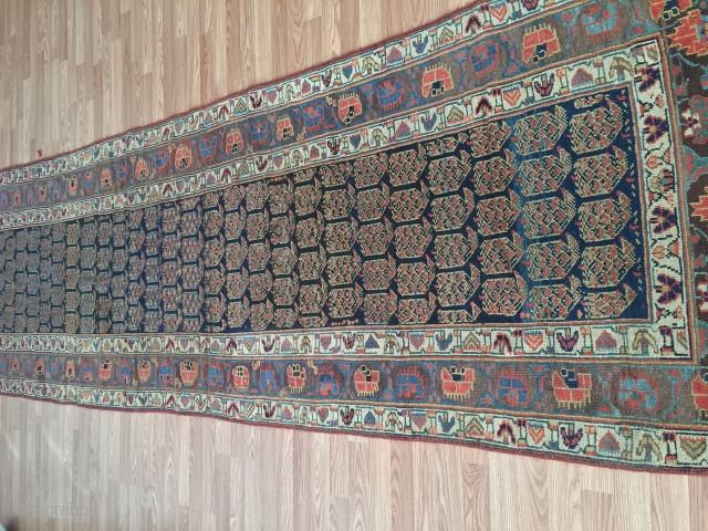 3-7x11-6 Kurdish runner wool on wool very good condition 
Lots of aubergine color, circa second half of 1800
               