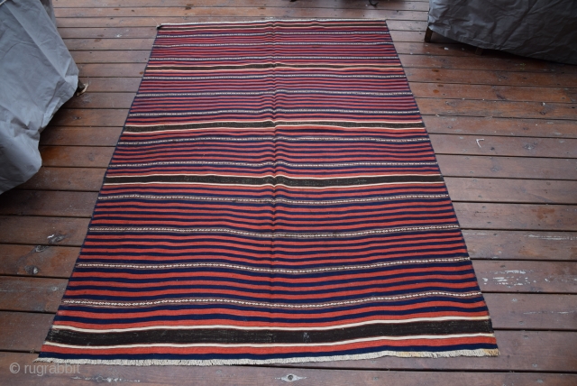 Bergama kilim from Izmir. 1900's wool on wool very nice condition  and very fine kilim.Size 222x169                