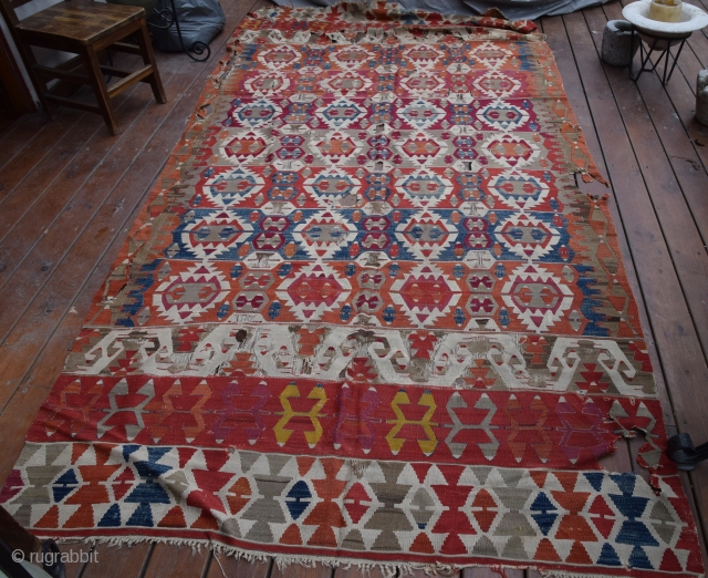 Anatolian Kilim Beginning  19. century.Size 3.50x1.80 cm                         