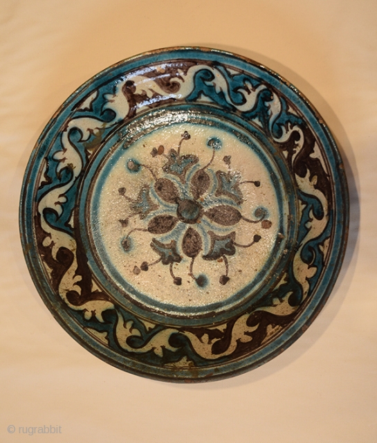 The plate is from Central Asia (Uzbekistan).

Age: 1900

Made of soil.                       