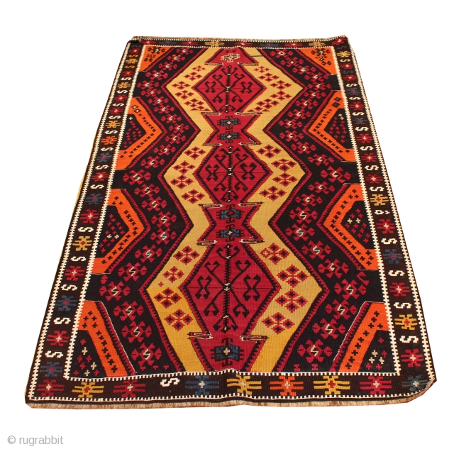 Fine Antique Anatolian Kilim. Malatya Seccade 
Size 163x095 cm .Wool on wool . Age ; Ca,1910                 