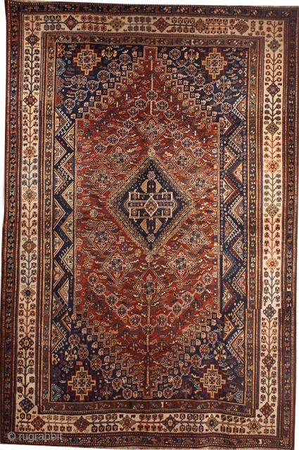 Antique Qashqai Persian Carpet
Age , about 100 years old
SIZE:
• 8.4x5.6 ft (255 x 170 cm)

STYLE:
• Hand Knotted , Qashqai Carpet
•Design: Antique Persian Traditional


MATERIAL:
•%100 Wool

•Clean and Ready to Use

PAYMENT OPTIONS
•Paypal accepted.
100% Money Back  ...