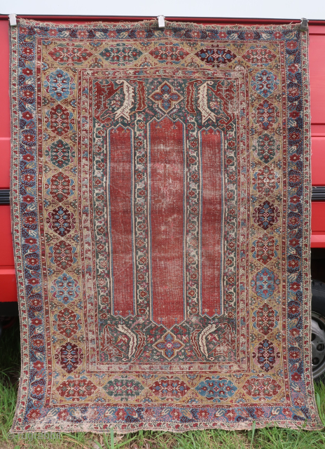 Antique and rare 18th c. Ottoman rug (217 cm. x 161 cm. / 7,12 ft. x 5,48 ft.)
More pictures and details available. Feel free to ask me directly on my email: ygissinger@yahoo.fr
Shipping  ...
