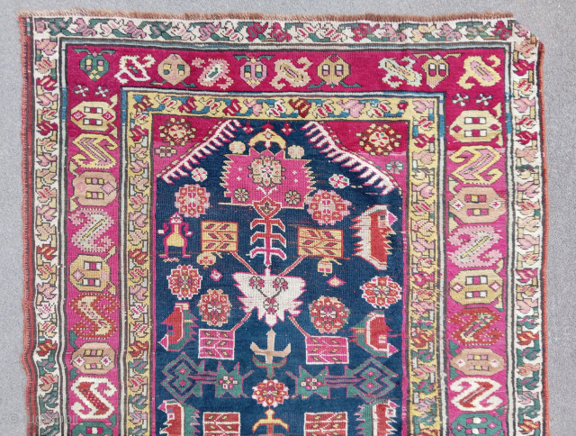 Old and colorful NW persian / Azerbaijani rug (254 cm. x 114 cm.)
Condition issues visible on pictures, wear, slightly reduced on side and ends, but unusual crazy design and colors. Very lovely ...