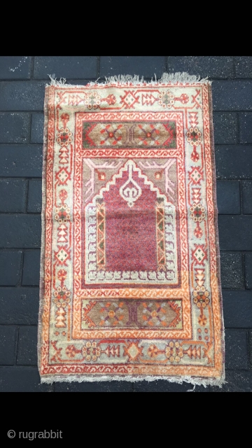 #2041 Chinese Baotou rug, it is a prayer rug by Moslem. Good age and quality. Size 121*75cm(47*29")                