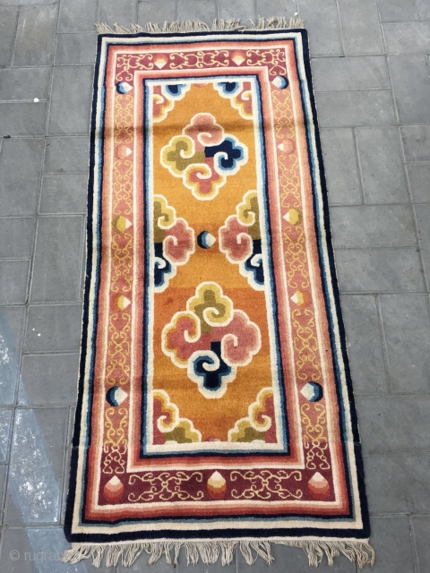 Ningxia rug, colorful lucky cloud veins , beautiful clouds and colorful strips selvage. Very good woven and condition. Size 180*62cm             