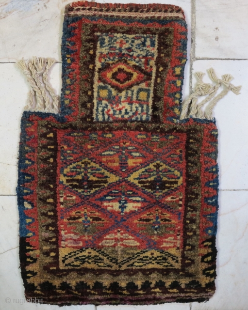 A Saveh Shahsavan Saltbag Some synthetic chemical purple color (fuchsine) Age:about 80 years size:46 x 31 Price :POR               