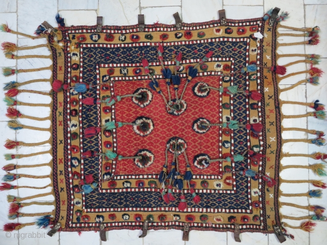 A Beautiful Qhashqhai Cradle Shilaky Wool on wool Age: about 80 years 
Size:84 x 75 SOLD                 