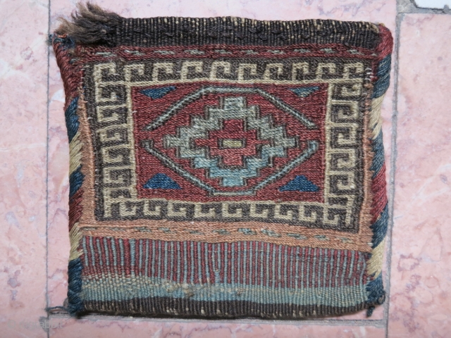 A very old Shahsavan small Chanteh sumac size: 17 x 17 cm price:POR 
                   