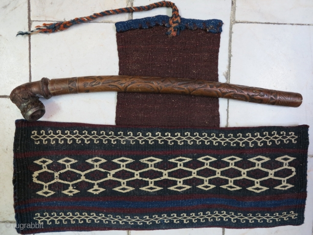 Beautiful antique Varamin Pipe cover technique kilim it was repaired size:45 x 17 cm price:POR                  