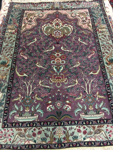 ANTIQUE PERSIAN TABRIZ RUG

A unique pictorial rug with a blend of green and lavender color.
Hand knotted, vegetable dyes.
Great condition.

Size -  3'3'' x 4'7''
        3ft  ...