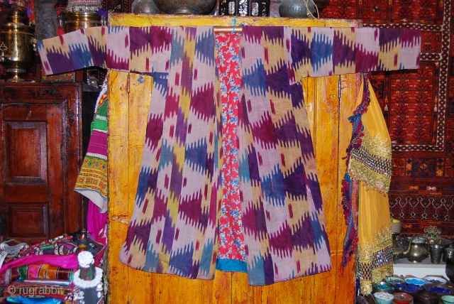 a beautiful ikat chapan from uzbekistan.                           