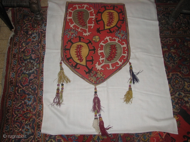 A very beautiful old lakai from UZBEKISTAN BUKHARAH 19th century. In a very good condition with a very beautiful colours. the size is 87 CM X 43CM.
FOR MORE INFORMATIONS/PICTURES, KINDLY MAIL ME 