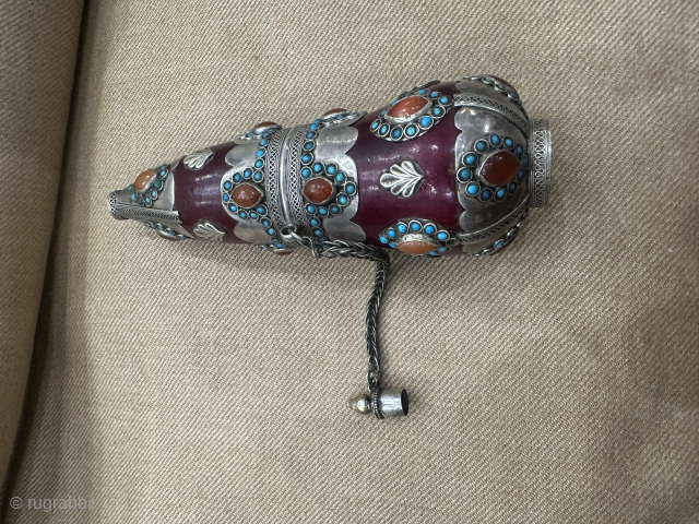 a beautiful turkmen in silvery and tourquoiseas