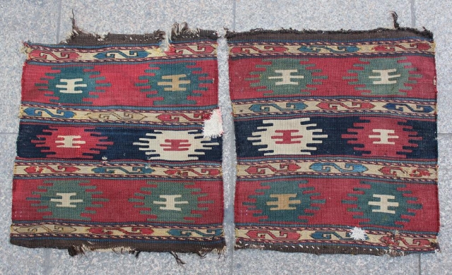 2 pcs. side of old Caucasian Borchalou  besik 
more than 100 years old
size: 44 x 47 cm
               