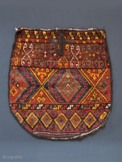 Horse saddle cover, Afghanistan. 22" (56 cm) high by 21.5" (54.5 cm) wide.                    