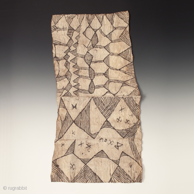 Painted bark cloth, Efe people, Ituri Forest, D. R. Congo. Pounded bark cloth, natural dye, 20th century, 36.5 by 19″ (92.7 by 48.2 cm).

Published as a drawing in Mbuti Design: Paintings by  ...