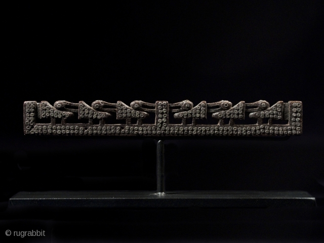 Scale balance beam.
Chimu culture, Peru.
Wood, inlaid silver.
5-1/8" (13 cm) wide.
850 to 1450 A.D.
                    