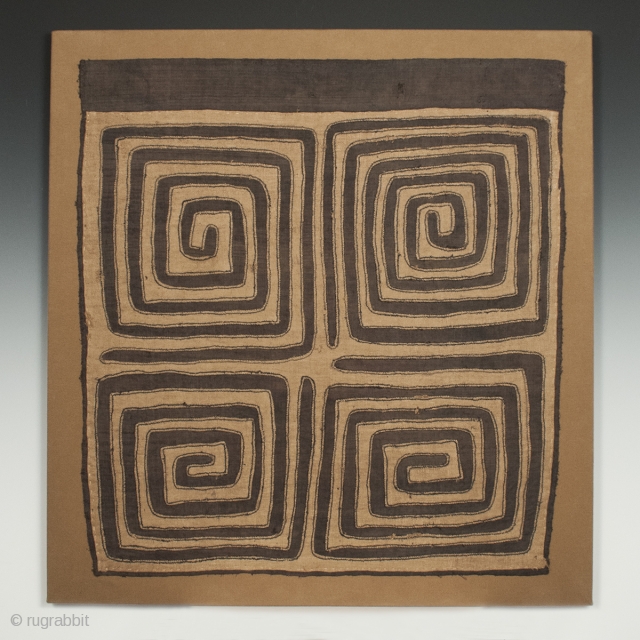 Dance skirt panel, Kuba, D.R.Congo, Raffia, Mid-20th century, 29" (74 cm) wide by 27.5" (69.8 cm) high by 1.25" (3 cm) deep, professionally mounted on wood frame.      