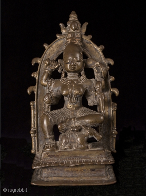Durga, India.
Lost wax cast bronze.
5 3/8" (13.6 cm) high.
14-15th century.
#3524                       