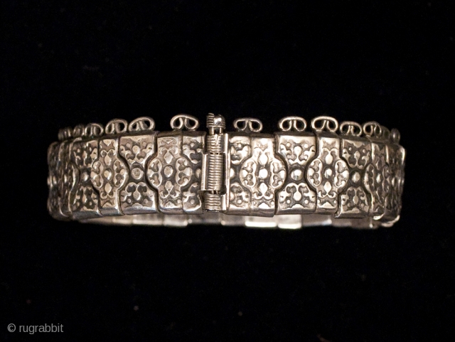 Bracelet, Armenia or Russia.
Nielloed silver.
7 1/8" (18 cm) inside circumference by 11/16" (2 cm) high.
Late 19th to early 20th century.

An antique segmented nielloed silver bracelet from either Armenia or Russia. See an  ...