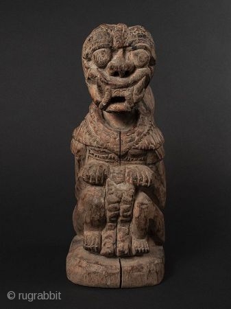 Indonesian Wood Guardian Deity

Indonesian wood guardian deity with a fierce crouched posture, bulging eyes, tusks, and wings. The image powerfully carved with probable shamanistic use. 

Provenance Private San Francisco Collection 

Dates 18th/19th  ...