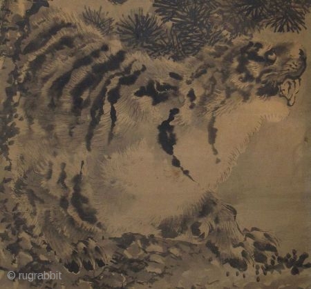 Japanese Painting of Tiger and the Moon


Antique Japanese painting of a tiger crouched on a rock, his eyes are turned toward the full moon which shows itself through the branches of a  ...