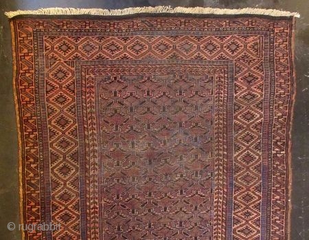 Antique Hand-Woven Persian Baluchi Rug
Z

Antique Persian Baluch rug, 100% hand woven wool in rust brown, light red, and indigo hues, with repeating geometric motifs throughout. These rugs are hand-knotted by the nomads  ...