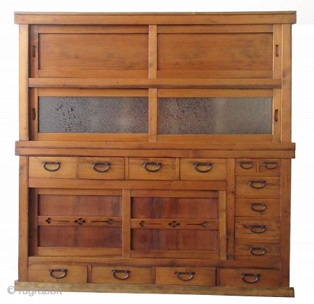 Japanese Antique 2 Section Mizuya (Kitchen Tansu)


Antique Japanese single section mizuya (kichten chest). Made of hinoki (Japanese cypress) wood frame with Sugi (cedar) sides. The upper section have two pairs of sliding  ...