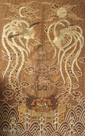 Japanese Meiji Tokugawa Rope Embroidery on Silk of Two Phoenixes



Japanese rope embroidery on silk, the image is a pair of phoenixes, male and female, with the moon waxing and waning (full and  ...