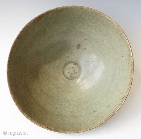 Antique Korean Koryo Celadon Bowl

Antique Korean Koryo bowl with celadon glaze and crackling, the small recessed well with carved outline, the exterior body of the bowl carved with repeating lotus petals, and  ...