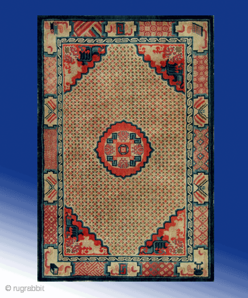 No.CL019 * Chinese Antique Temple Rug, Size: 133x208cm(4'4"x6'9").Origin: Baotou-Suiyuan.Shape: Rectangle. Background Color: Yellows 
                   