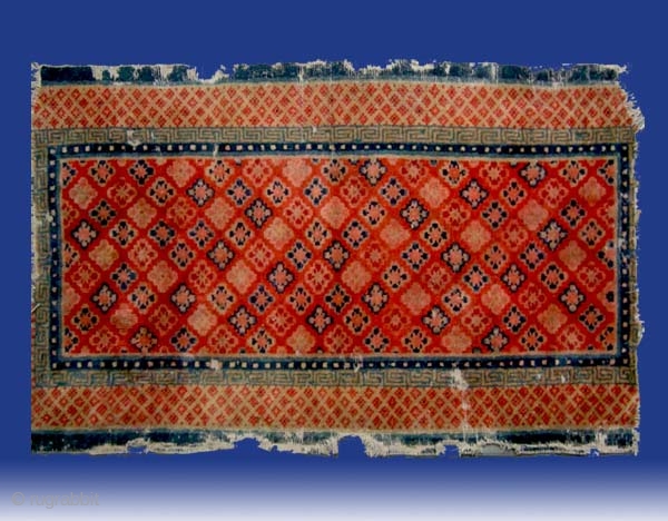 No.D8866 * Chinese Rug(Fragments), 19th/20th Century . Size:70x108cm(28"x43") .Origin: Baotou-Suiyuan Shape: Rectangle. Material: 100% Wool Woven: Hand-knotted Background Color: Reds.             