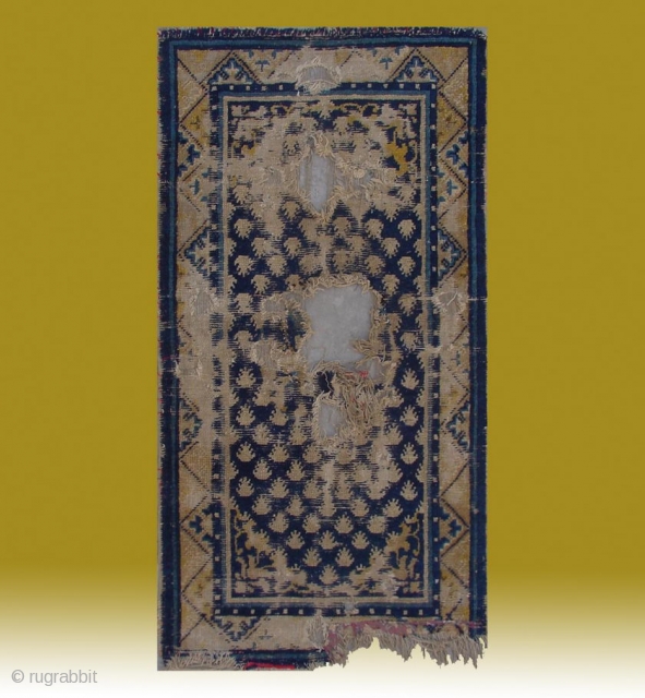 No.A0058 * Chinese Ningxia "Footprint of the Frog" Rugs(Fragments),
Age:18/19th Century.Size:65x128cm(2'2"x4'2").Origin:Ningxia.Shape:Rectangle. Background Color:Blues.                     