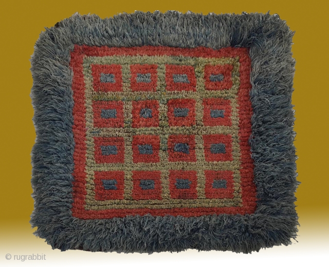 No.R174 * Tibetan Wangden Mat-Rugs. Age:Late-19th Century. Size:93x94cm(37"x37"). wool/wool. Origin:Tibet. Shape:Square                      