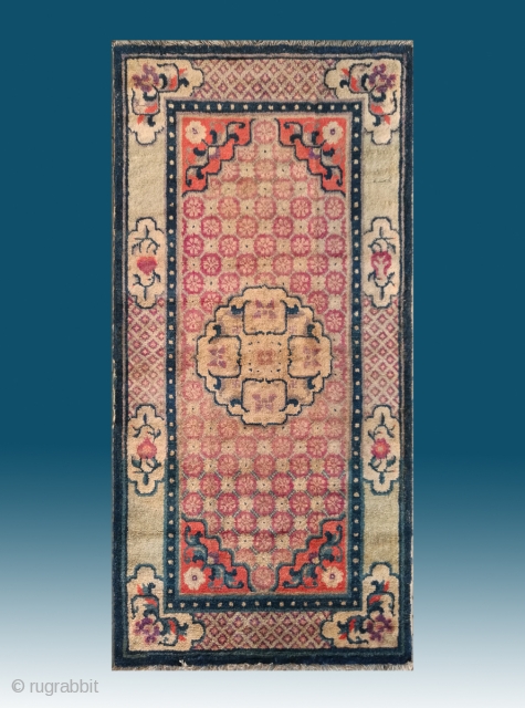 No.A0048 * Chinese Antique “Chrysanthemum” Rug, Origin: Baotou-Suiyuan.Late 19th Century.Size:68x138cm(27"x54") . Shape: Rectangle .Background Color:Reds.                  