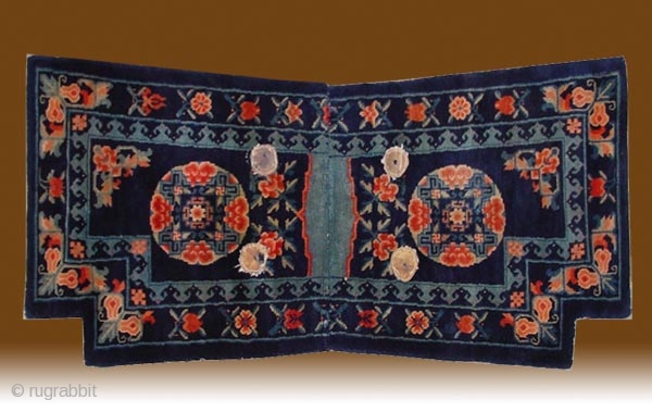 No.R129 * Chinese Antique Saddle Rugs,. Age: Late-19th Century. Size: 60x125cm( 24" x 49" ).  Origin: Baotou-Suiyuan.               