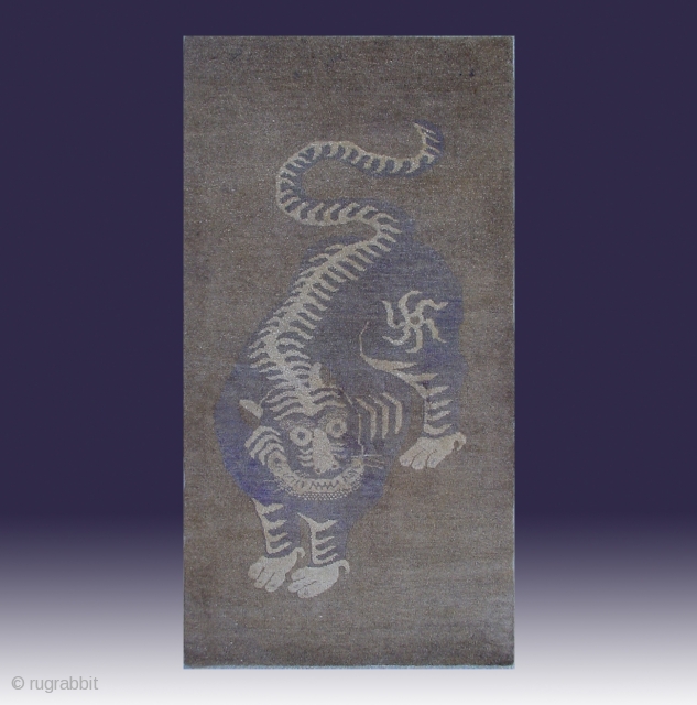 No.X0022 * Chinese Antique "Tiger" Rug. Age: 19/20th Century.Origin: Baotou. Shape: Rectangle. Size: 82x151cm (32"x59")                  