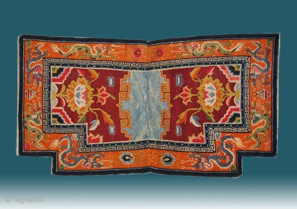 No.R098 * Chinese Antique Tibet Saddle Rug,Size: 64x114cm(25"x49"). Origin: Tibet.Background Color:Red. 
                     